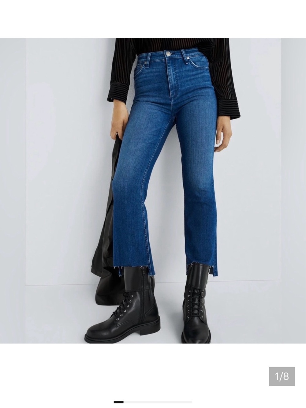 rag & bone Mid-Rise Cropped Straight Jeans in Blue Denim
